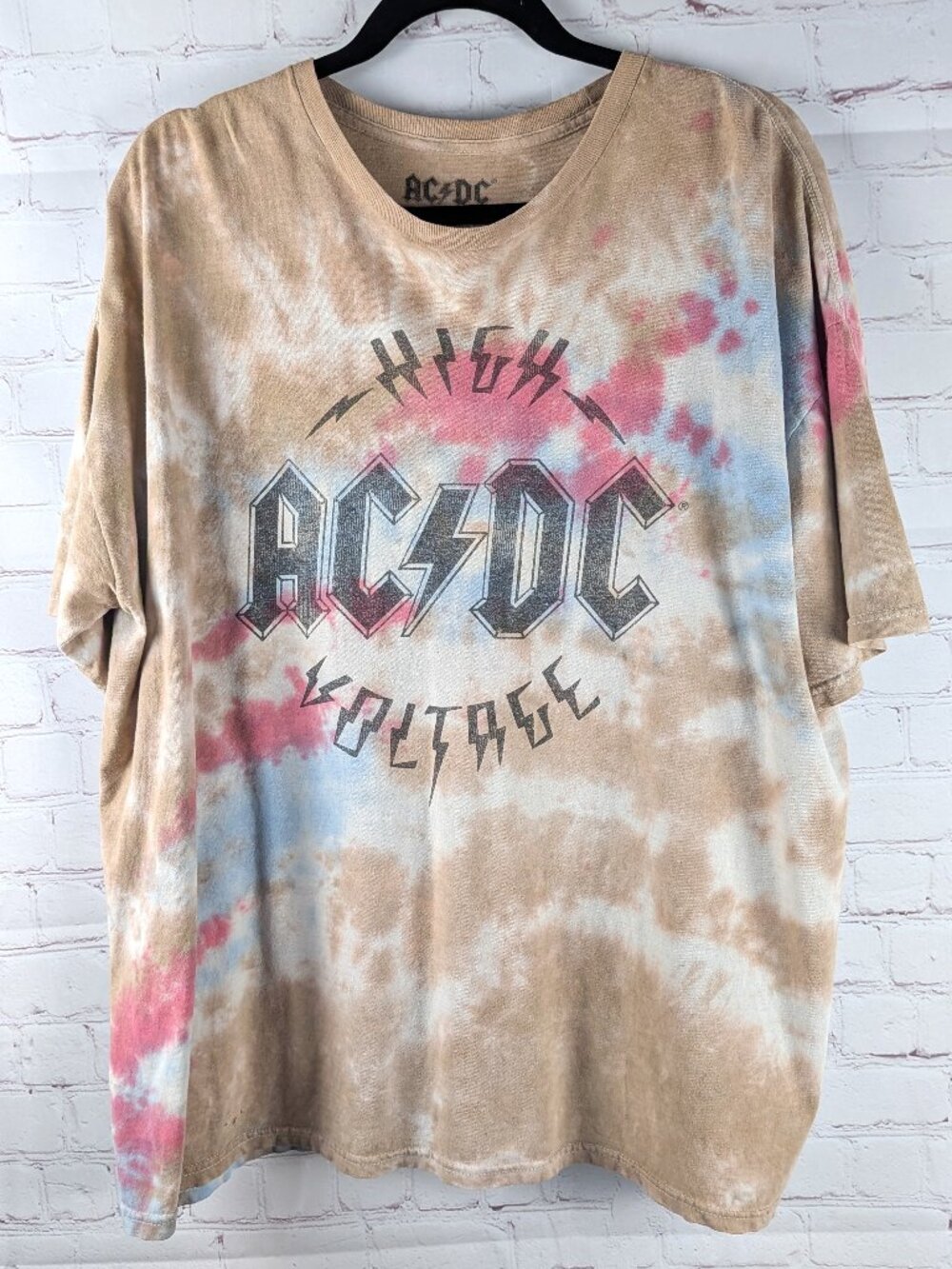 AC/DC High Voltage Brown Tie Dye Graphic Band Tee XL